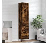 Owoxanthellate Buffet haut en chêne fumé 34,5 x 34 x 180 cm - Matériau du bois avec pieds en métal - Buffet moderne pour salon, chambre à coucher, couloir et cuisine