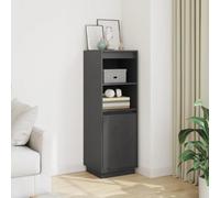Owoxanthellate Buffet haut en pin massif gris 37 x 34 x 110 cm - Design moderne avec porte et étagère - Espace de rangement pour salon, chambre à coucher, couloir