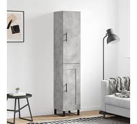 Owoxanthellate Buffet haut gris béton 34,5 x 34 x 180 cm avec pieds en métal, buffet étroit en bois pour salon, chambre à coucher ou couloir