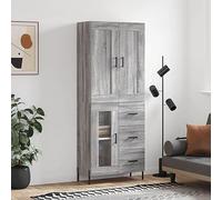 Owoxanthellate Buffet haut gris Sonoma 69,5 x 34 x 180 cm en bois avec pieds en métal - Buffet moderne avec grand espace de rangement pour salon, chambre à coucher, couloir