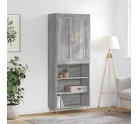 Owoxanthellate Buffet haut gris Sonoma - 69,5 x 34 x 180 cm - En bois avec pieds en métal - Buffet moderne - Avec beaucoup d'espace de rangement - Pour couloir - Commode pour chambre à coucher