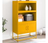 Owoxanthellate Buffet haut - Jaune moutarde - 68,5 x 38,5 x 123,5 cm - En acier industriel - Pour salon, chambre à coucher, couloir - Avec 2 compartiments et étagères