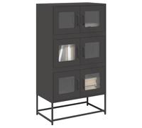 Owoxanthellate Buffet haut noir 68 x 39 x 123 cm en acier laminé à froid avec 6 portes, design moderne, commode en métal robuste, miracle de rangement pour salon, couloir et chambre à coucher