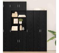 Owoxanthellate Buffet haut noir aspect chêne 30 x 42,5 x 185 cm - Buffet étroit avec porte et matériau en bois robuste - Design moderne pour couloir, chambre à coucher et salon