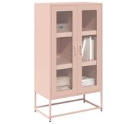 Owoxanthellate Buffet haut rose - 68 x 39 x 123 cm - En acier - 90 kg - Robuste - Avec 6 compartiments et 2 portes - Butée de porte flexible - Design moderne pour salon, couloir, chambre à coucher