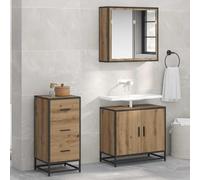 Owoxanthellate Buffet industriel - Chêne artisanal - 35,5 x 35 x 76 cm - Matériau du bois avec structure en métal - Commode compacte avec 2 tiroirs et compartiments - Design urbain pour salon, chambre