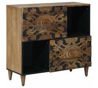 Owoxanthellate Buffet Mango en bois massif marron 80 x 33,5 x 75 cm - Buffet moderne avec 2 portes et pieds en métal, armoire d'appoint pour salon, salle à manger et couloir