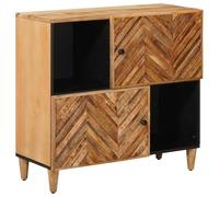 Owoxanthellate Buffet marron 80 x 33,5 x 75 cm - Armoire de rangement en bois massif de manguier et bois avec 2 portes et boutons en laiton, commode pour salon et couloir