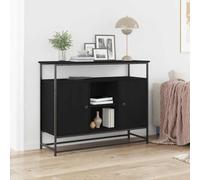 Owoxanthellate Buffet noir aspect chêne 100 x 35 x 80 cm - Matériau du bois avec cadre en acier - Design moderne - Robuste et durable - Pour salon, salle à manger, couloir, chambre à coucher