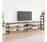Owoxanthellate Buffet TV en bois recyclé - 200 x 30 x 50 cm - Meuble bas en bois composite et fer - Design moderne avec 3 étagères - Pour salon, couloir, chambre à coucher