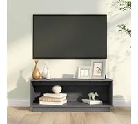 Owoxanthellate Buffet TV en pin massif 90 x 35 x 35 cm - Gris - Meuble bas moderne avec design flottant - Meuble TV robuste pour salon, chambre à coucher et couloir