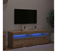 Owoxanthellate Buffet TV LED - 120 x 35 x 40 cm - Aspect bois massif - Éclairage RVB moderne - Avec espace de rangement et design tendance - Pour salon, chambre à coucher, couloir