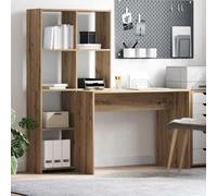 Owoxanthellate Bureau artisan en chêne 138,5 x 55 x 143 cm avec étagère, design moderne et surface résistante aux rayures, pour la maison, le bureau, les jeux, le bureau et l'étude