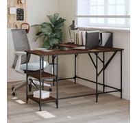 Owoxanthellate Bureau d'angle marron aspect chêne 139 x 139 x 75 cm Table d'angle avec cadre en métal et pieds réglables Grand espace de rangement pour la maison, le bureau, les jeux