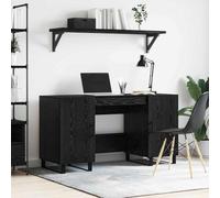 Owoxanthellate Bureau d'ordinateur en chêne noir - 140 x 50 x 75 cm - Design industriel avec étagère et 2 portes - En bois robuste et métal mat durable - Pour la maison et le bureau