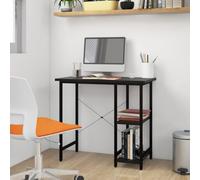 Owoxanthellate Bureau d'ordinateur noir 80 x 40 x 72 cm en MDF et métal, design industriel moderne, poste de travail PC robuste avec espace de rangement, montage facile pour le bureau à domicile, le