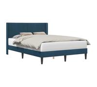 Owoxanthellate Cadre de lit 140 x 190 cm - Lit rembourré avec tête de lit - Bleu - Moderne - En velours - Cadre de lit double en contreplaqué avec sommier à lattes et pieds croisés - Pour chambre à