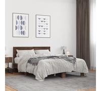 Owoxanthellate Cadre de lit 140 x 200 cm marron aspect chêne en bois et métal avec sommier à lattes, design moderne et stabilité pour chambre à coucher, chambre d'amis