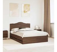 Owoxanthellate Cadre de lit 150 x 200 cm - Marron - Aspect chêne - Bois avec 6 tiroirs - Design moderne - Robuste et durable - Pour chambre à coucher, petit balcon et maison urbaine
