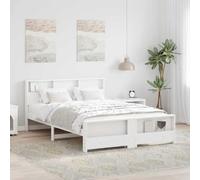 Owoxanthellate Cadre de lit 160 x 200 cm en pin massif blanc avec sommier à lattes fixes, design moderne, cadre de lit robuste, pour chambre d'amis et chambre d'adolescent