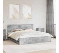 Owoxanthellate Cadre de lit 180 x 200 cm gris béton avec compartiments de rangement cachés - Design moderne - Bois robuste et facile d'entretien - Pour chambre à coucher
