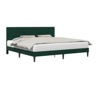 Owoxanthellate Cadre de lit 180 x 200 cm, vert foncé, lit rembourré avec tête de lit, cadre de lit moderne en velours et contreplaqué, pour deux personnes, avec sommier à lattes, élégant et stable