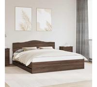 Owoxanthellate Cadre de lit 200 x 200 cm en chêne marron avec 6 tiroirs - Design moderne - Espace de rangement pour chambre à coucher, simple et couple