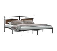 Owoxanthellate Cadre de lit 200 x 200 cm sans matelas en chêne massif marron - Lit en métal solide avec tête de lit et espace de rangement - Design moderne pour chambre à coucher et chambre d'amis