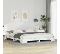 Owoxanthellate Cadre de lit 200 x 210 cm en pin massif blanc avec sommier à lattes, lit double moderne, sans sommier tapissier, pour chambre à coucher, chambre d'adolescent