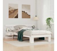 Owoxanthellate Cadre de lit 80 x 200 cm, en pin massif, sommier à lattes intégré, blanc