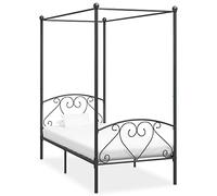 Owoxanthellate Cadre de lit à baldaquin 120 x 200 cm, gris métallique, 209 x 167,5 x 198 cm, avec cadre supérieur de rideau, design moderne, robuste et espace de rangement, pour chambre à coucher