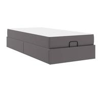 Owoxanthellate Cadre de lit avec matelas, 100 x 200 cm, gris, cadre en contreplaqué en PVC, sommier à lattes, espace de rangement, design moderne, robuste et durable, pour chambre à coucher, chambre