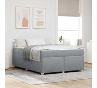 Owoxanthellate Cadre de lit avec matelas, 140 x 200 cm, gris clair, ressorts ensachés, cadre en bois, pieds noirs, charge maximale : 280 kg, montage facile, design moderne pour chambre à coucher et