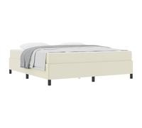 Owoxanthellate Cadre de lit avec matelas, 180 x 200 cm, lit capitonné, tissu crème, lit double moderne, avec sommier à lattes et matelas à ressorts ensachés, charge maximale de 280 kg, pour chambre à