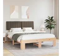 Owoxanthellate Cadre de lit avec tête de lit rembourrée, taupe, en pin massif, 150 x 200 cm, sans sommier tapissier, design moderne, chambre à coucher, pour appartements modernes, maisons, chambres