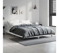 Owoxanthellate Cadre de lit blanc 135 x 190 cm avec bois et pieds en métal, design moderne, sommier à lattes stable, montage facile, peu encombrant, convient comme lit d'invité ou chambre d'adolescent