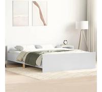 Owoxanthellate Cadre de lit blanc 140 x 190 cm en bois avec tête et pied de lit, sommier à lattes, design moderne, robuste et durable, pour chambre à coucher, chambre d'amis