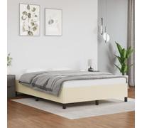 Owoxanthellate Cadre de lit crème 140 x 190 cm en cuir synthétique avec lattes de contreplaqué - Design moderne - Robuste et facile d'entretien - Pour chambre à coucher et chambre d'amis