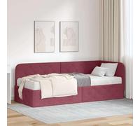 Owoxanthellate Cadre de lit d'angle, avec matelas, 80 x 200 cm, en tissu bordeaux, pliable en forme de L, canapé d'invités, pour chambre à coucher, bureau, studio et chambre d'amis