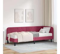 Owoxanthellate Cadre de lit d'angle, avec matelas en velours, bordeaux, 204 x 84 x 72 cm, design en L, canapé-lit, peu encombrant, pour chambre d'adolescent, chambre d'amis et bureau à domicile