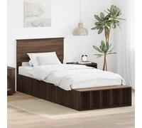 Owoxanthellate Cadre de lit de rangement en bois - 215,5 x 93 x 90 cm - Aspect chêne marron - Avec 5 étagères - Cadre de lit peu encombrant avec tête de lit - Pour chambre à coucher - Petit meuble de