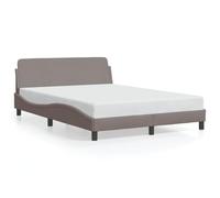 Owoxanthellate Cadre de lit Dover taupe, 140 x 200 cm, avec tête de lit ondulée, cadre en bois massif et housse en tissu respirant, lit double moderne, sans matelas, pour chambre à coucher et chambre