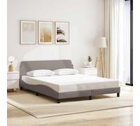 Owoxanthellate Cadre de lit Dover Taupe 160 x 200 cm, housse en tissu, tête de lit ondulée, cadre en bois massif, sommier à lattes pour matelas de 15 cm+, chambre d'amis et permanente