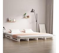 Owoxanthellate Cadre de lit en bois massif 140 x 190 cm - En pin blanc - Lit de sol moderne avec sommier à lattes pour une bonne répartition du poids - Construction robuste pour chambre à coucher
