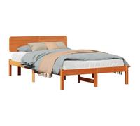 Owoxanthellate Cadre de lit en bois massif de pin marron cire, 206,5 x 125,5 x 74 cm, avec sommier à lattes, design moderne, robuste et durable, pour chambre à coucher, chambre d'amis et chambre