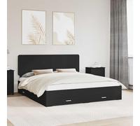 Owoxanthellate Cadre de lit en bois noir 200 x 200 cm avec sommier à lattes et 4 tiroirs, design moderne, espace de rangement, lit de rêve, pour chambre à coucher et chambre d'amis