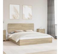 Owoxanthellate Cadre de lit en chêne Sonoma - 180 x 200 cm - Avec espace de rangement - Pliable - Design moderne en bois - Pour chambre à coucher, chambre d'amis et petits appartements