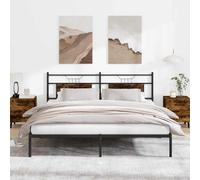 Owoxanthellate Cadre de lit en métal, 183 x 213 cm, chêne fumé, avec tête de lit, sommier à lattes, espace de rangement 219 x 188 x 91,5 cm, design robuste et moderne, pour chambre à coucher et
