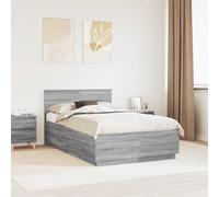 Owoxanthellate Cadre de lit gris Sonoma 120 x 200 cm avec tête réglable en hauteur USB Design moderne robuste et durable Convient pour les chambres à coucher et les petites pièces