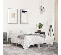 Owoxanthellate Cadre de lit gris Sonoma 140 x 200 cm Bois dérivé du bois et métal Sommier à lattes 203 x 143 x 30 cm Design moderne robuste pour chambre à coucher, chambre d'adolescent, chambre d'amis